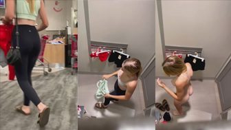 Blonde Beauty Fully Exposed in Changing Stall